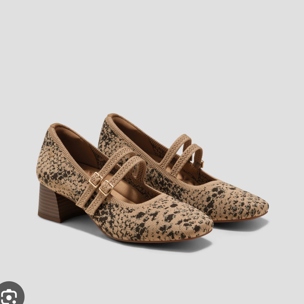 Vivaia Melody Square Toe Pro Mary Jane Brown Snake Print Heels 42 Classic Chic